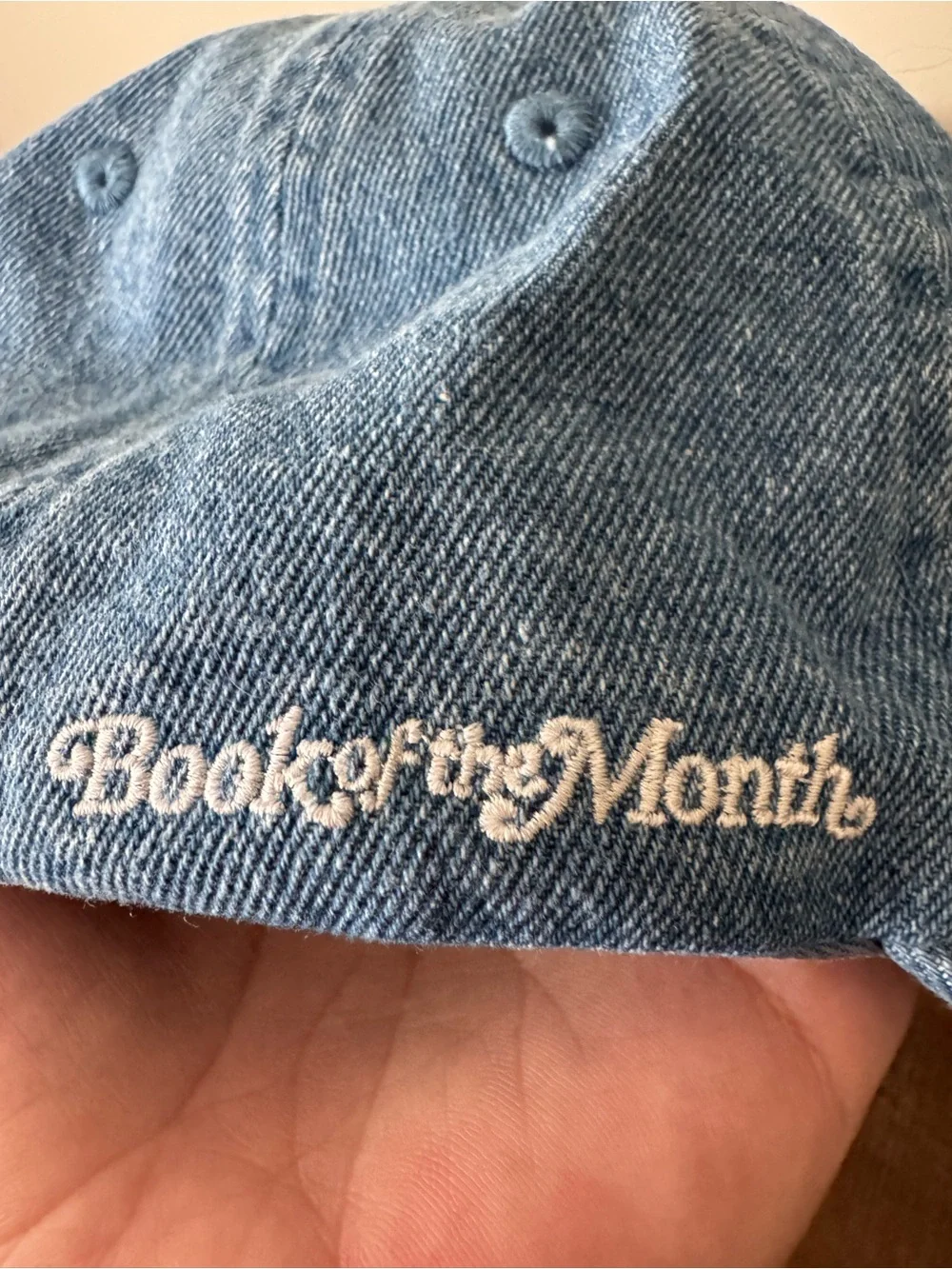 Book of the Month Denim Baseball Cap Embroidered 